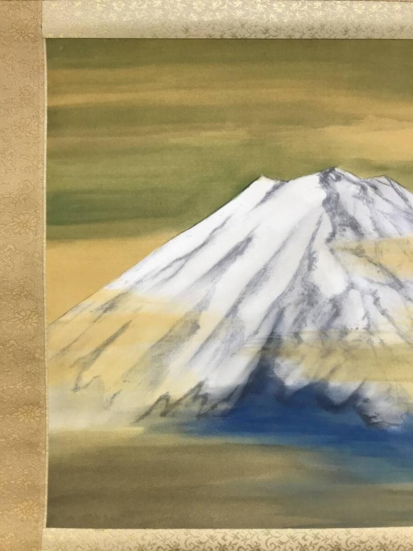 真作/福田翠光/富士山図/富岳図/富峰図/山水図/横物/掛軸☆宝船☆AH-763