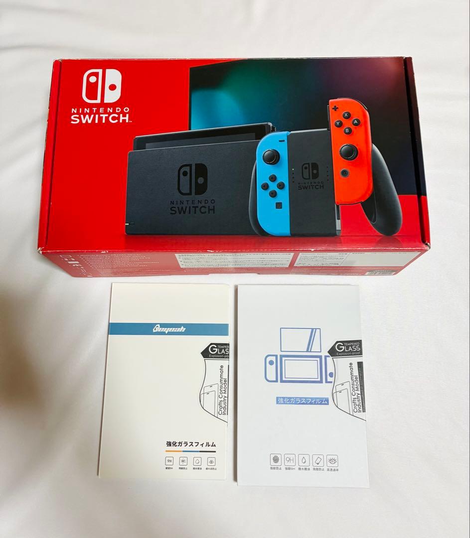 Nintendo Switch ネオンブルー/オレンジ 本体 & ガラスフィルム
