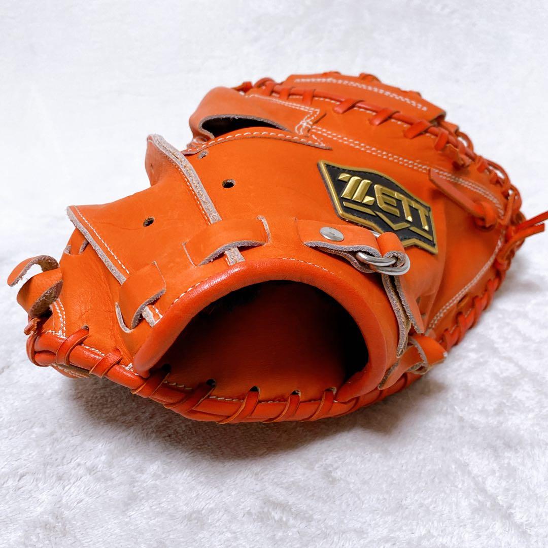 極美品 希少色　ZETT　ネオステイタス　一般軟式用キャッチャーミット　オレンジ