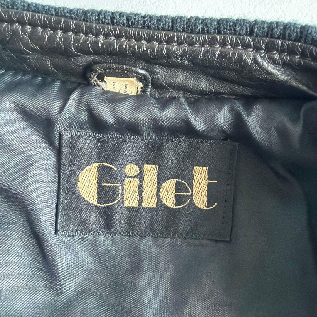 希少 gilet ジレ vintage 牛革 レザー ジャケット ブルゾン 黒