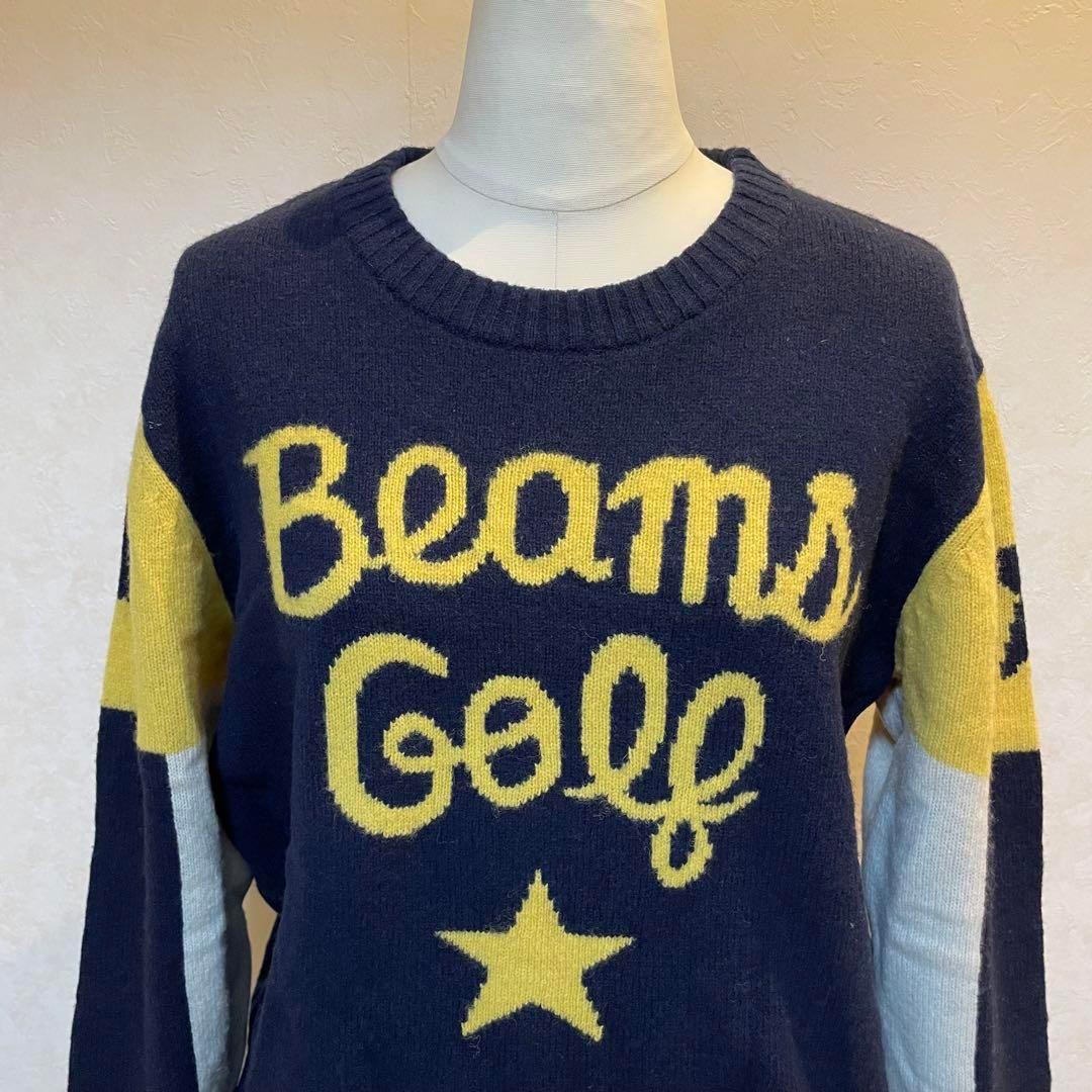 【美品】ビームスゴルフ BEAMS GOLF ニット セーター ネイビー系 M