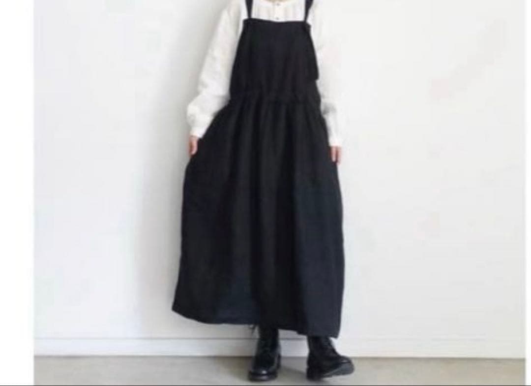 ICHI Antiquites noirイチアンティークス リネンエプロンドレス
