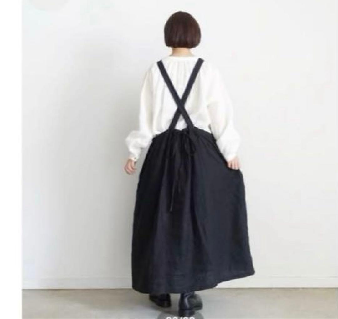 ICHI Antiquites noirイチアンティークス リネンエプロンドレス