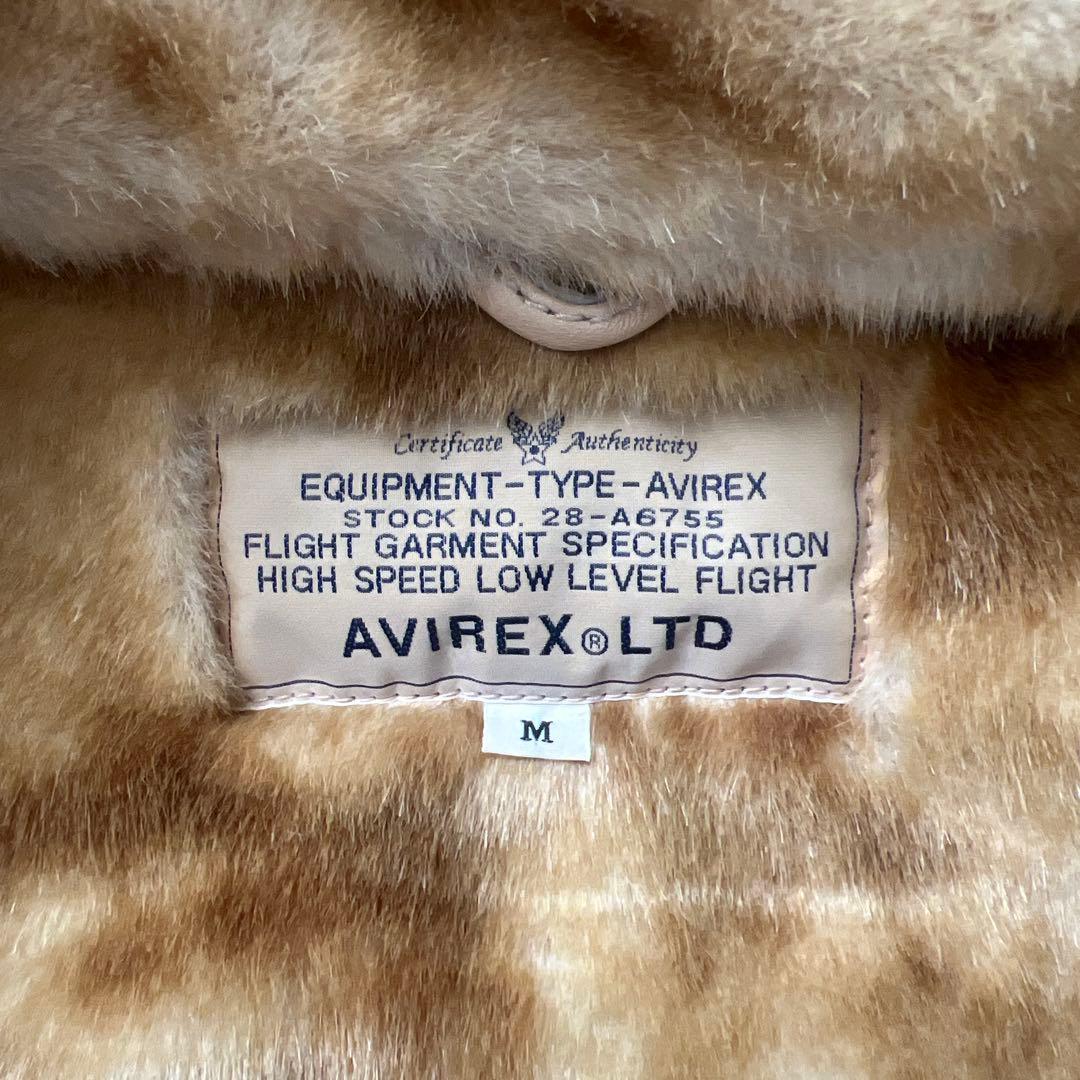 AVIREX　B-3　レザーフライトジャケット　羊革　バイカラー　フード　M