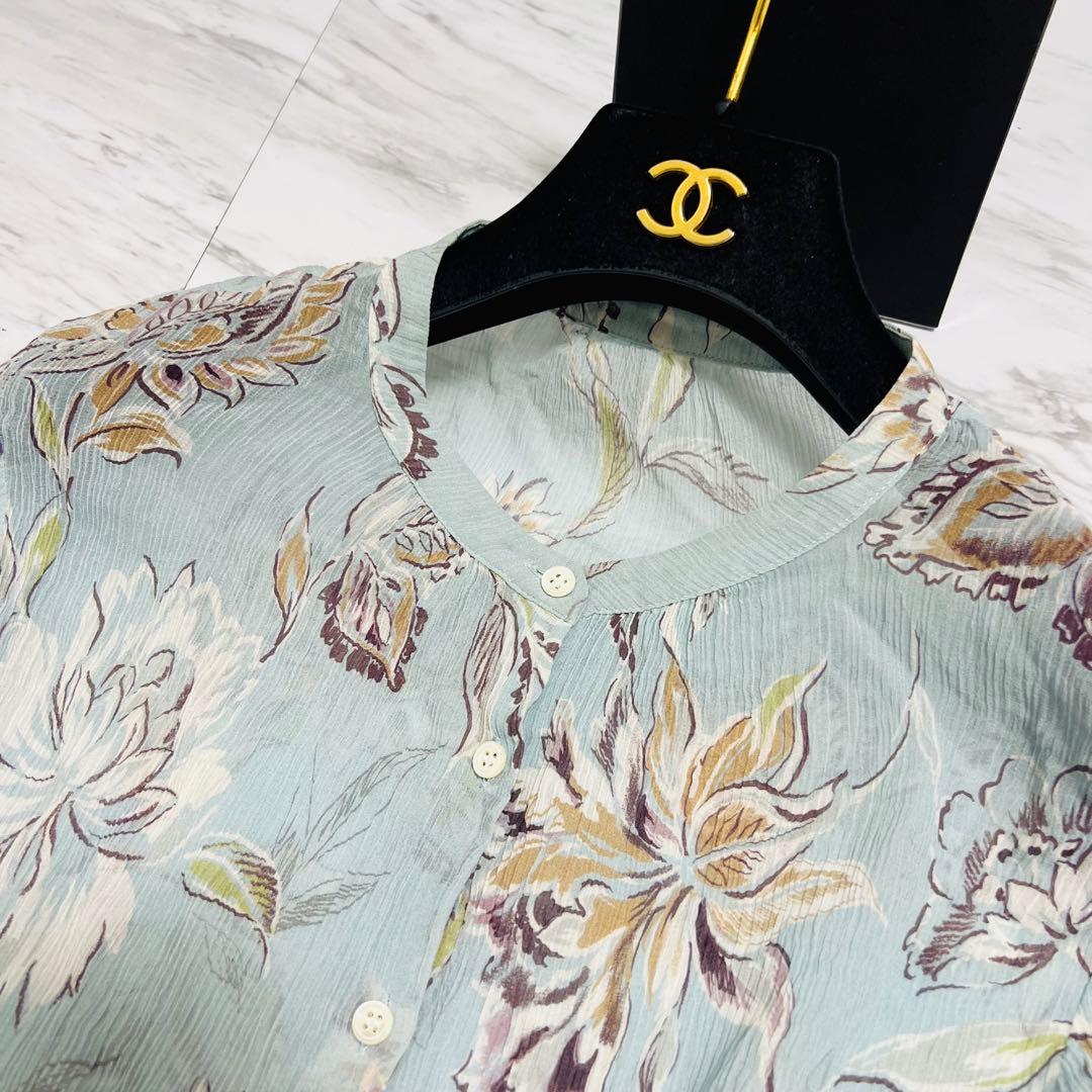 極美品 ダーマコレクション ロングシャツワンピース 花柄 L相当