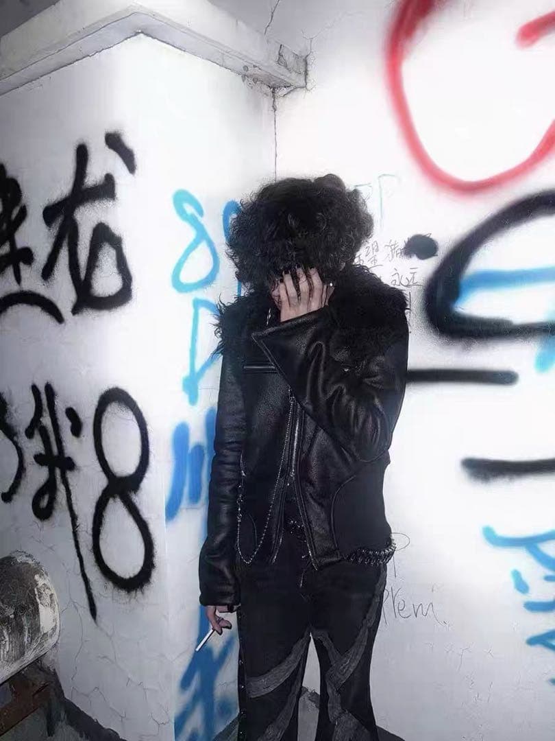 NUTO y2k opium クロス ファー襟 レザージャケット ゴシック系