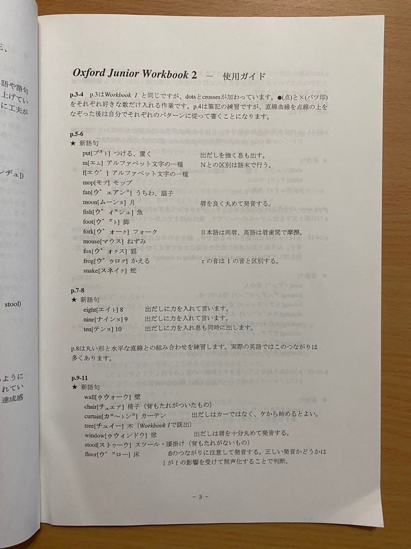 Oxford Junior Workbook 1・2・4・5・6・第2巻ガイド