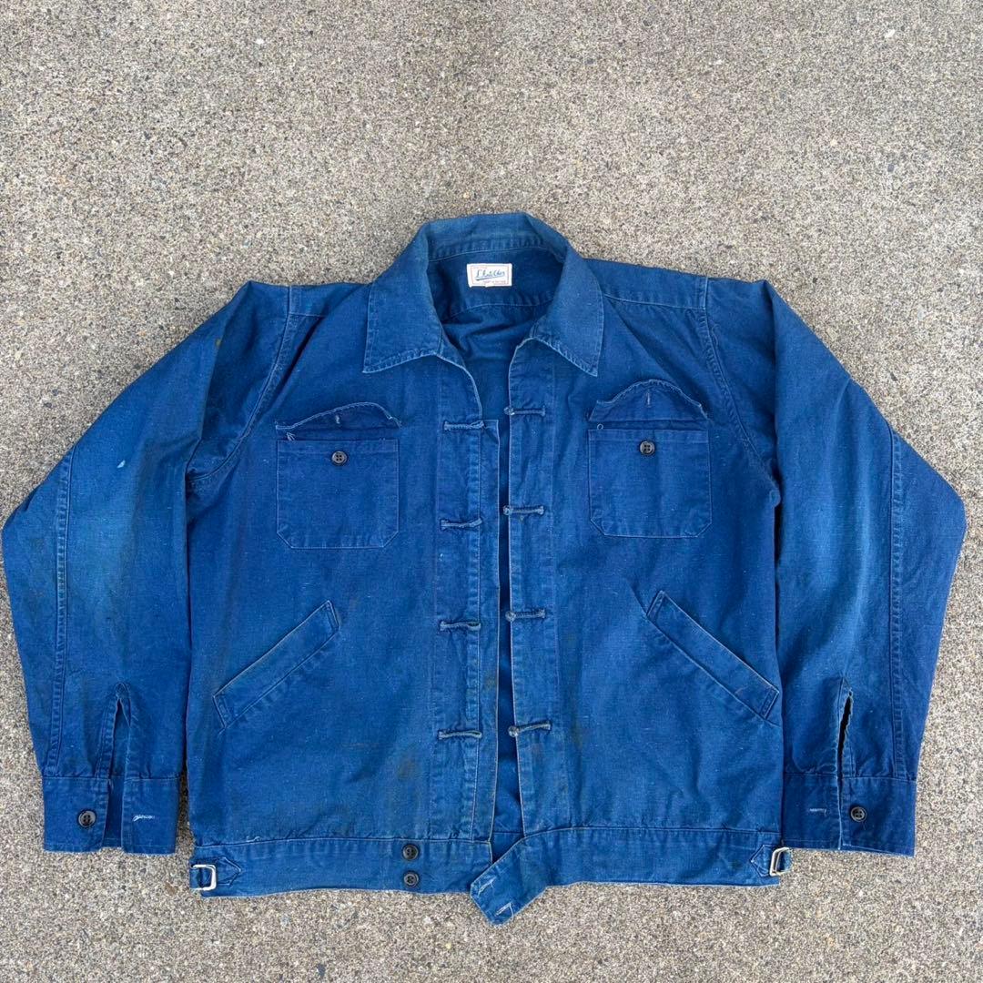 french vintage china jacket インディゴブルー XL