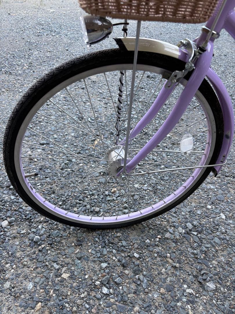 紫色 子供用自転車 バスケット付き