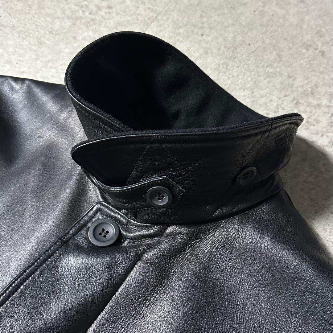 V*e様 希少 美品 EMPORIO ARMANI 羊革 ロングコート黒 レザー
