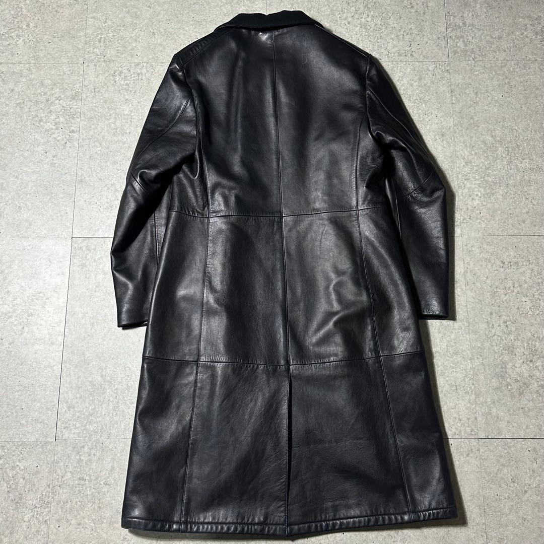 V*e様 希少 美品 EMPORIO ARMANI 羊革 ロングコート黒 レザー