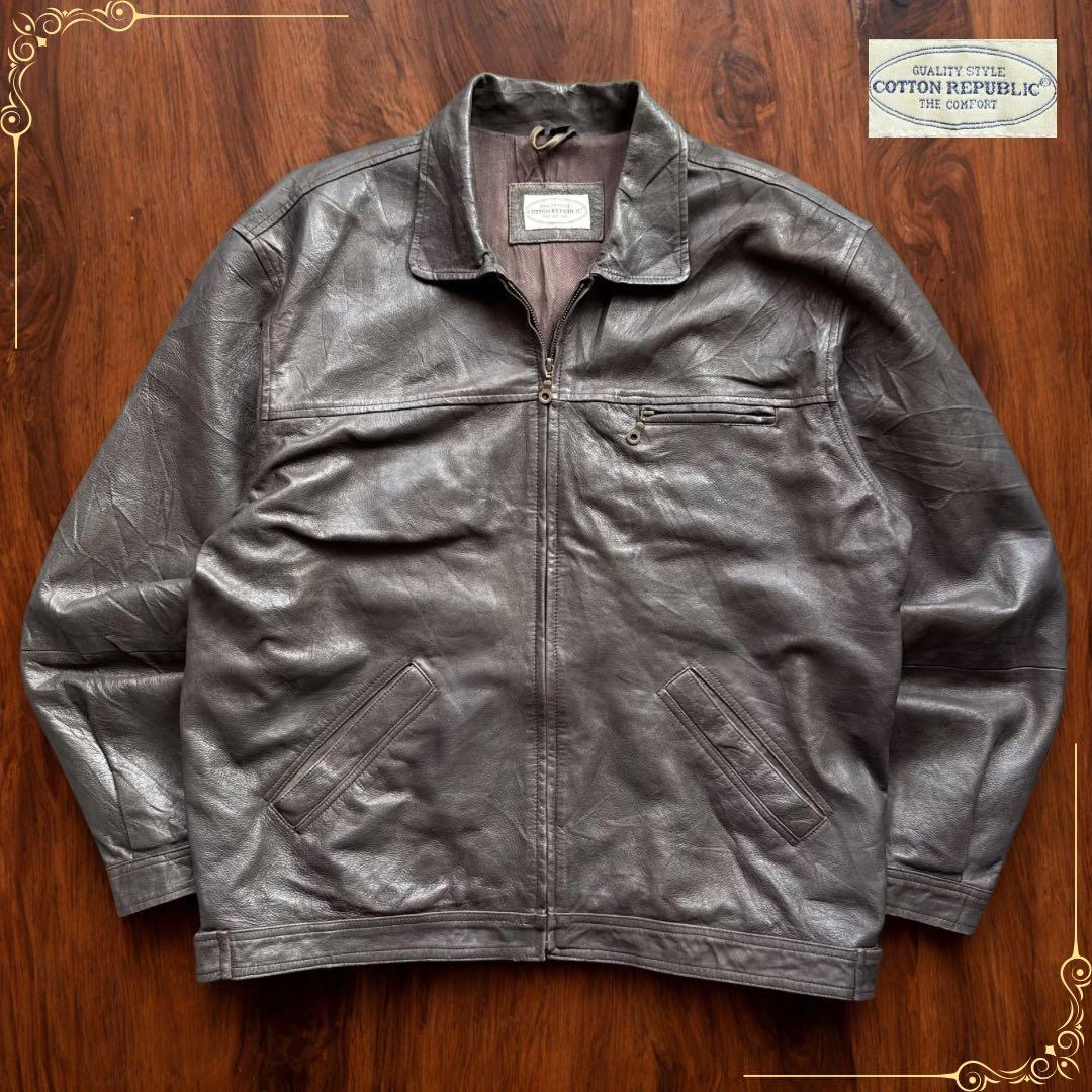 90s COTTON REPUBLIC レザージャケット リアルレザー ブラウン
