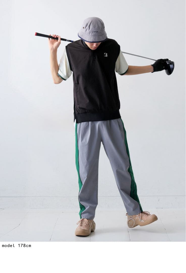 アンティカantiqua★golfロゴゴルフベスト★ブラック★男女兼用