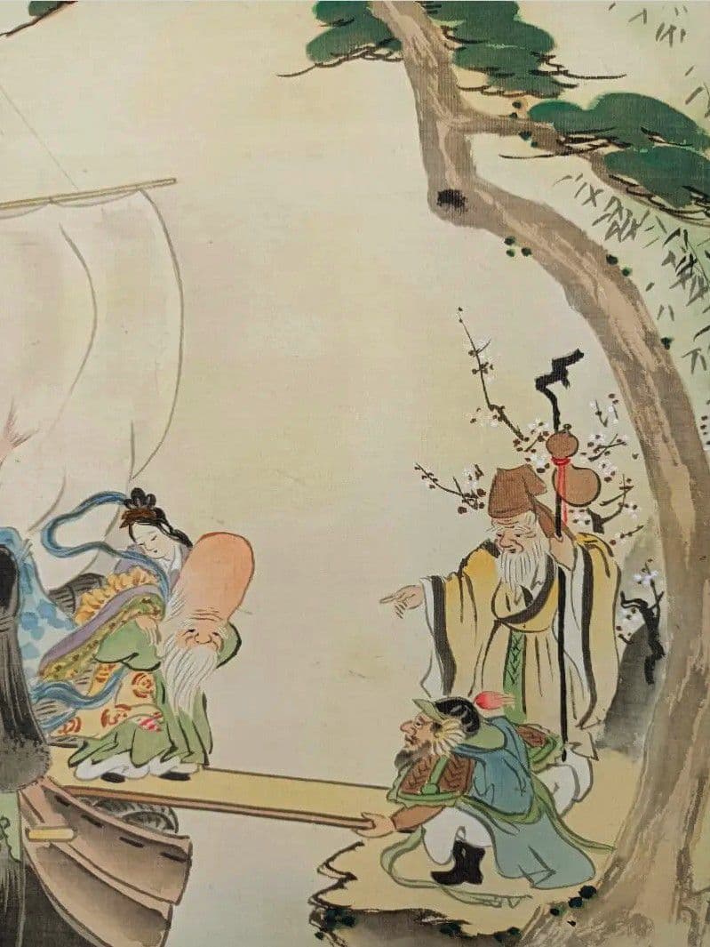 掛軸 開運 繁盛 金 縁起 おもてなし 絵 七福神 美術