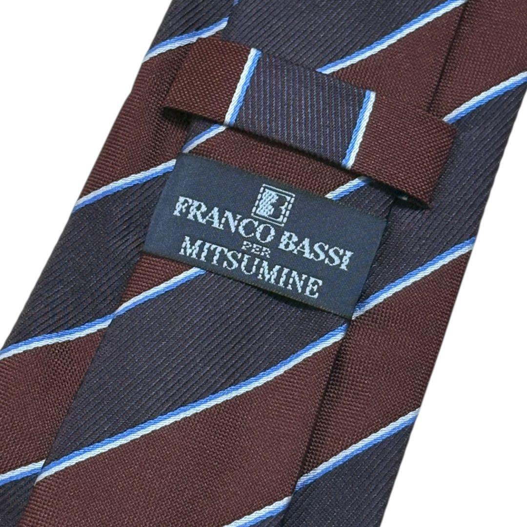 極美品✴︎ FRANCO BASSI ネクタイ ストライプ シルク 三峰 別注