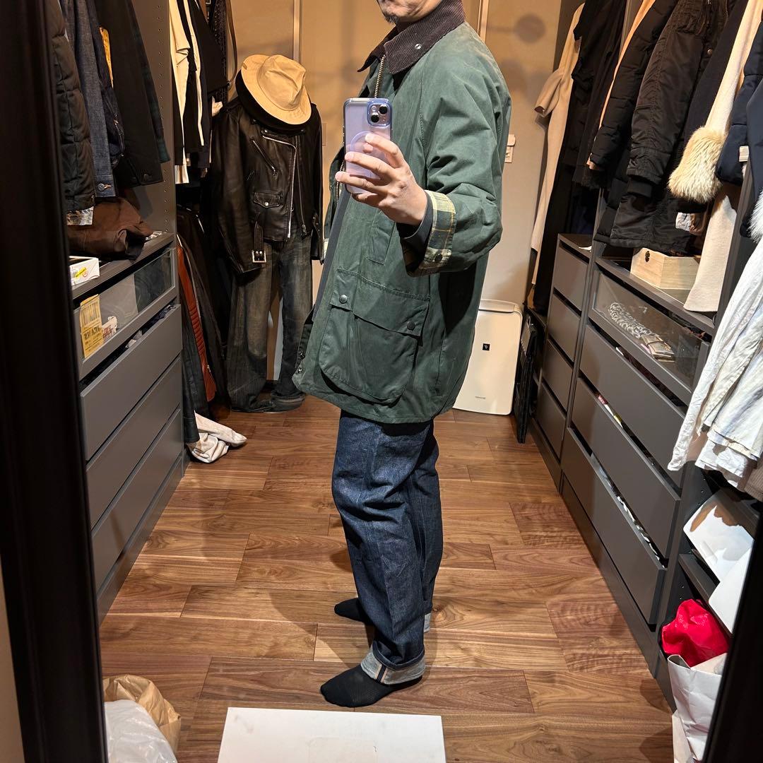 美品Barbour Beaufort 40セージ オイルドジャケット バブアー