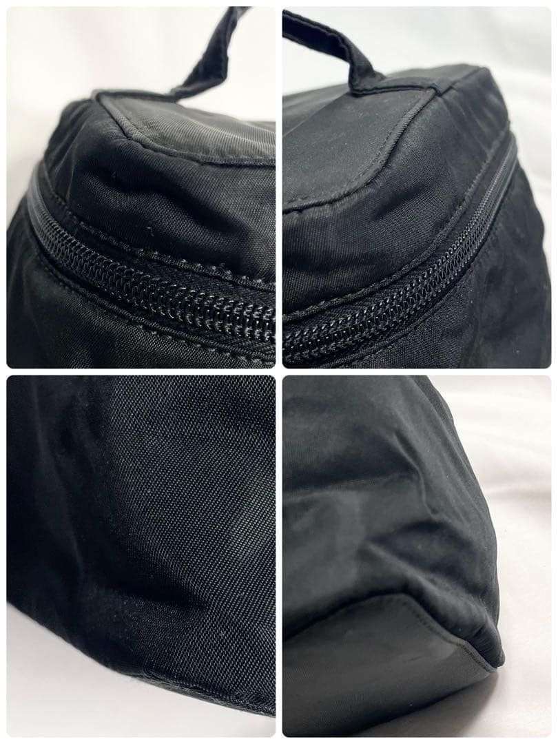 プラダ ブラック ナイロン バニティ ハンドバッグ　コスメバッグ 三角ロゴ 金具