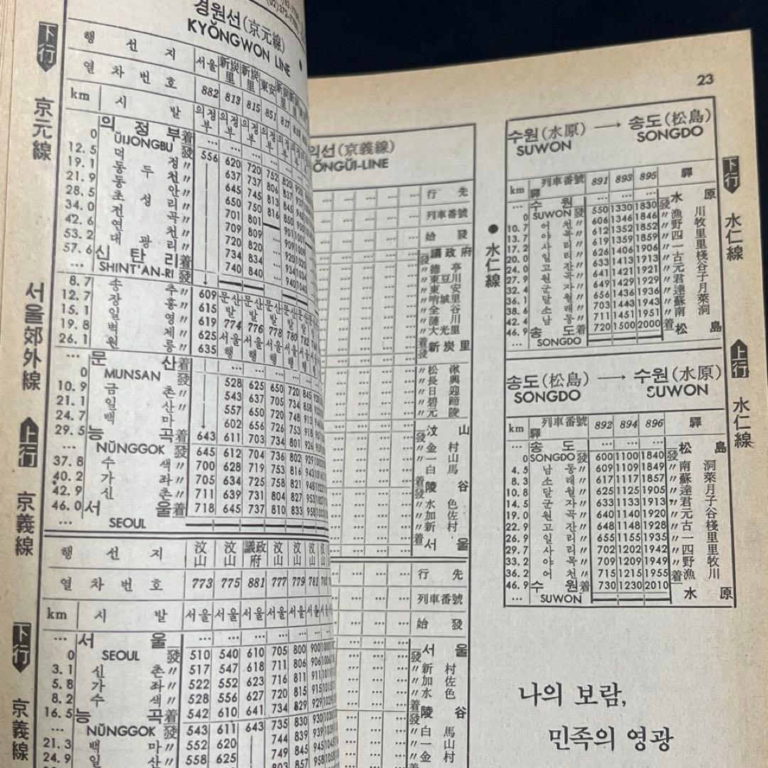 【日本文化開放前】韓国鉄道 時刻表●1987年発行