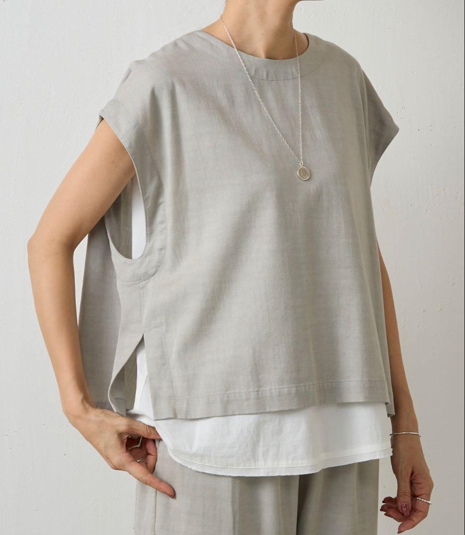 【24SS美品】BEARDSLEY ショートベスト　サイズ1 ジレ グレー