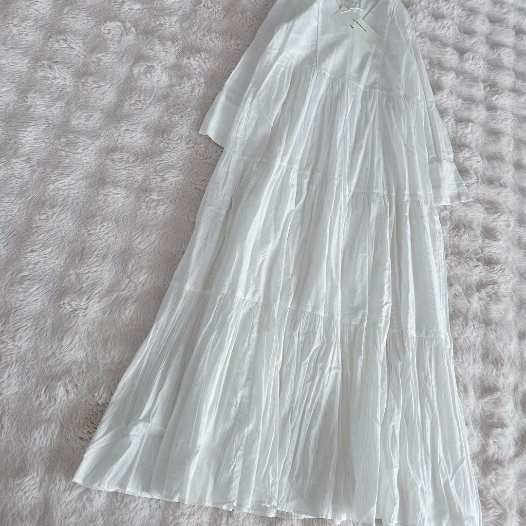 新品✨ヌキテパ★Ｖネック　ティアード　ロング　ワンピース　コットン　ストライプ