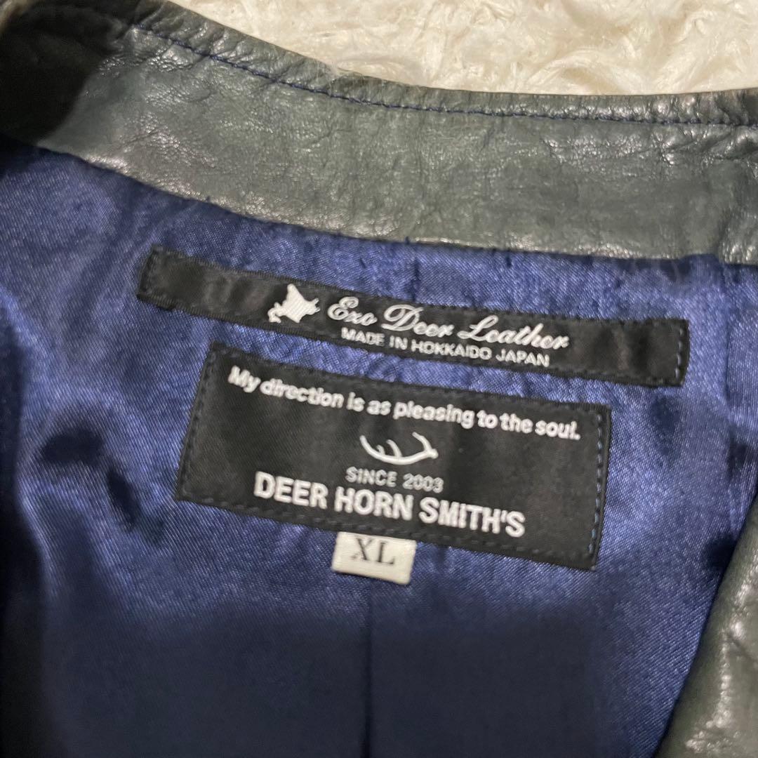 DEER HORN SMITH 北海道エゾシカ ディアスキン レザーベスト XL