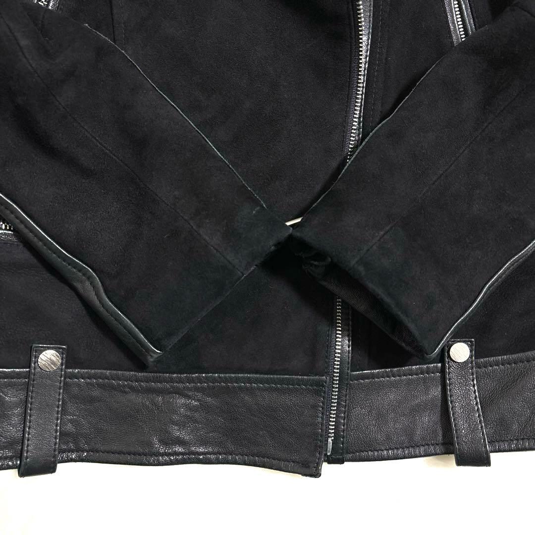極美品✨ライダース　ジャケット　ダブル　レザー　スエード　ボア　黒　キルティング