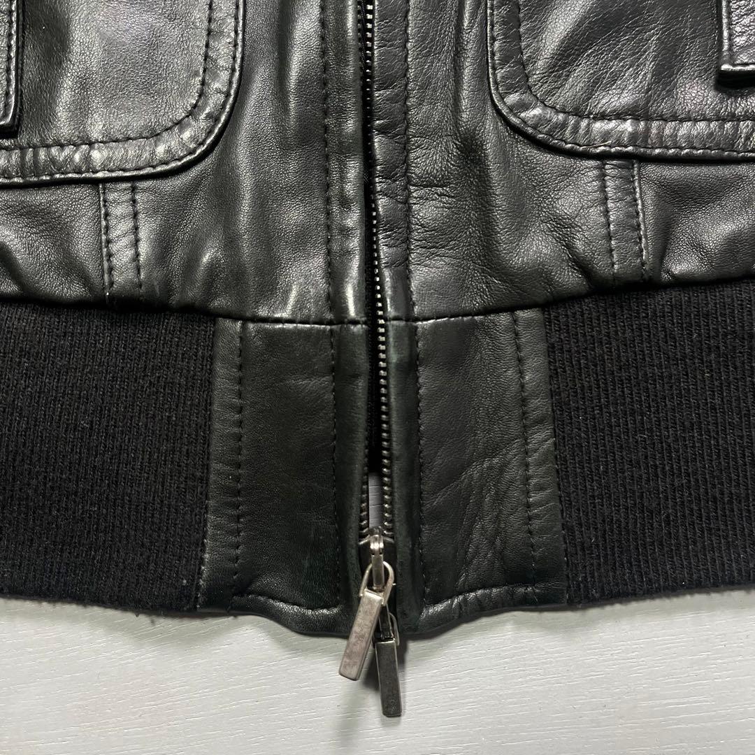 イタリア製✨　vintage レザーボンバージャケット　本革オールレザー　S