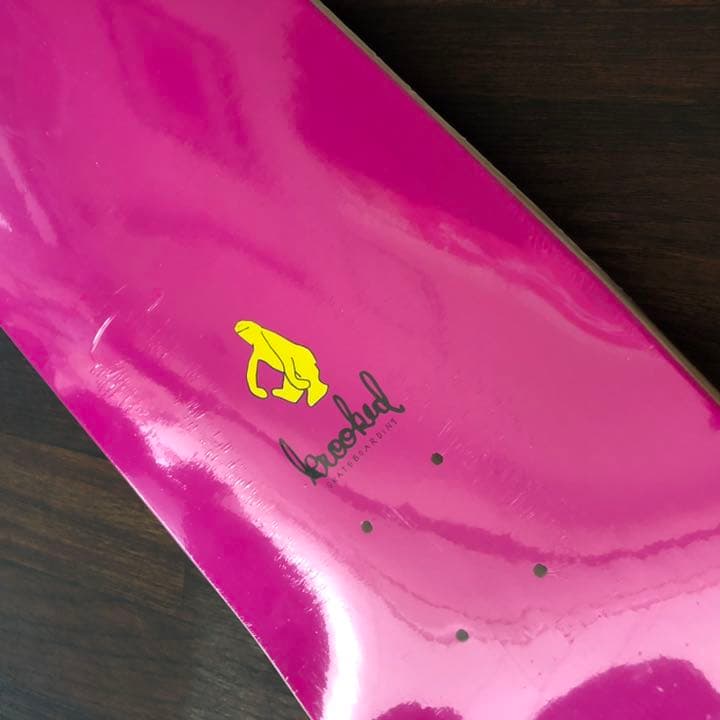 新品クルキッドKrookedスケートボードデッキ8.5インチsk8ピンク