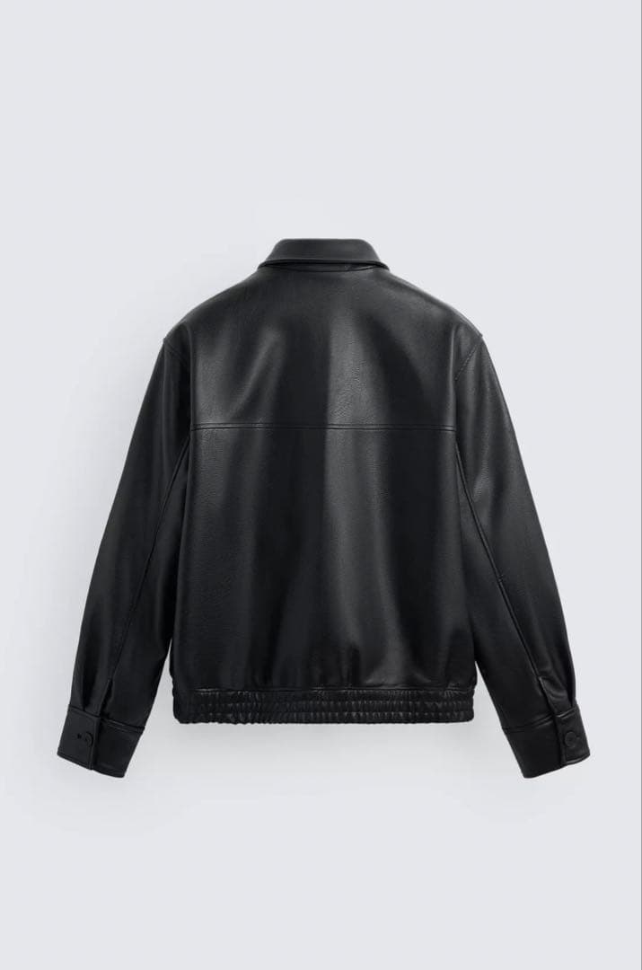 ZARA フェイクレザーボンバージャケット ブラック M