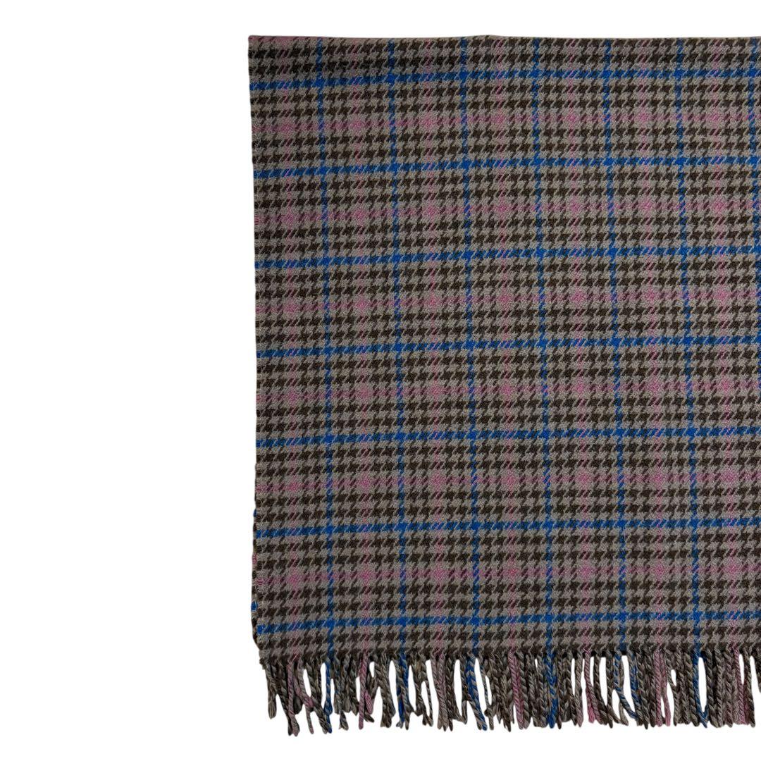BURBERRY バーバリー ブランケット 毛 ベージュ チェック柄 フリンジ