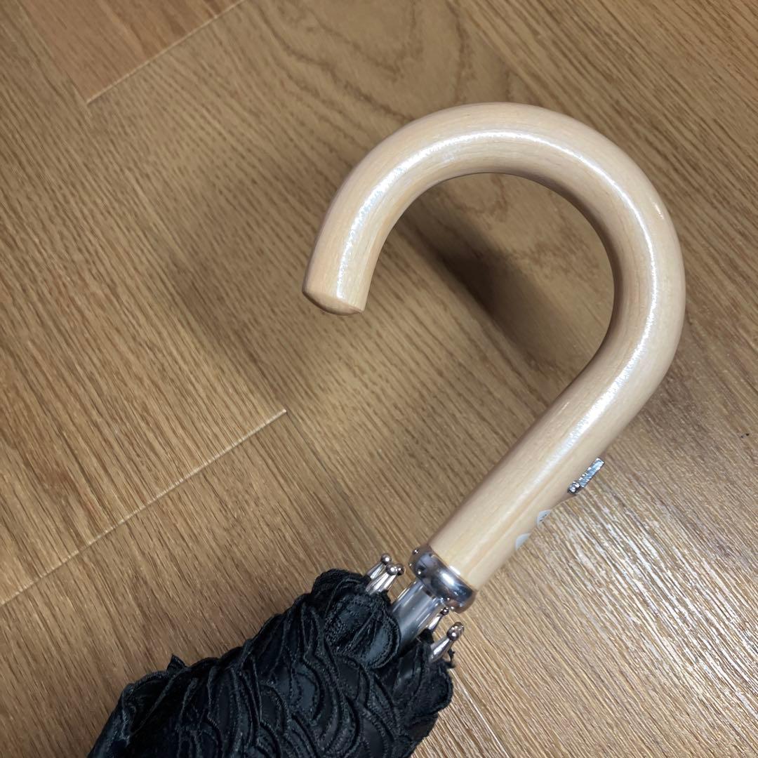 【未使用品】ランバンコレクション フリル 晴雨兼用 ショート傘 日傘 ブラック