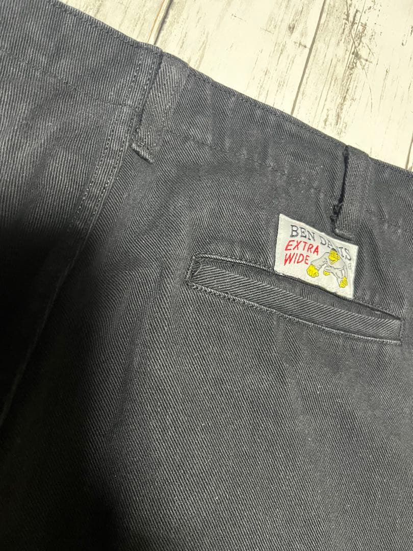 超人気 ブラック エクストラワイド W34 厚手コットンツイル ベンデイビス