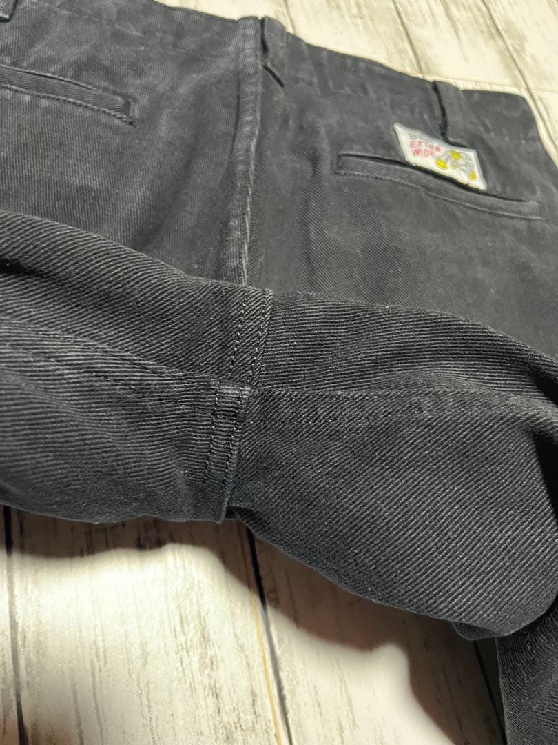 超人気 ブラック エクストラワイド W34 厚手コットンツイル ベンデイビス