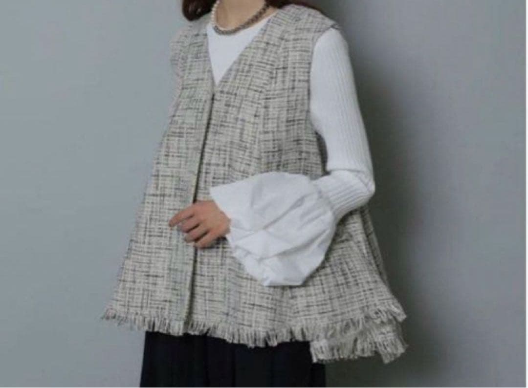 CADUNEカデュネ 川上桃子さんコラボ　ツイードフレアジレ　36