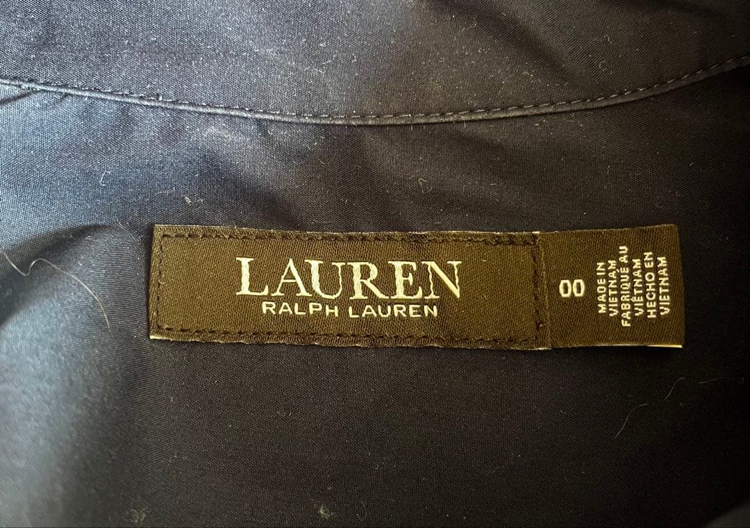LAUREN ラルフ ローレン　ベルテッドコットンブレンドミディシャツドレス