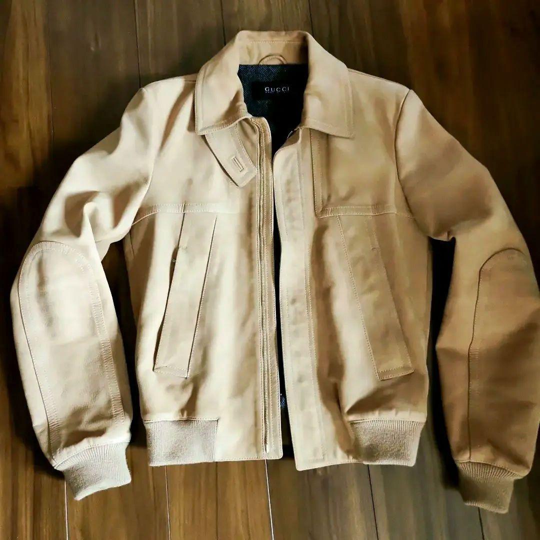 GUCCI　グッチ　レザージャケット　革ジャン　ジャケット　　牛革　44　メンズ