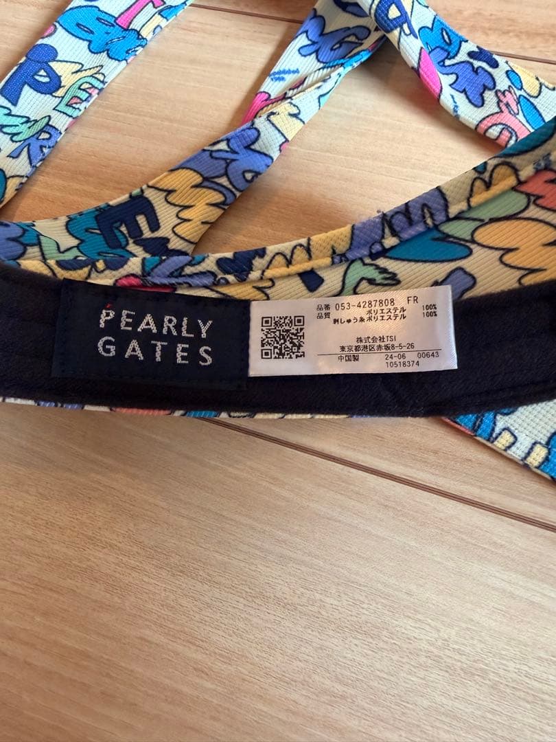 PEARLY GATES パーリーゲイツ サンバイザーロゴ総柄・バックリボン