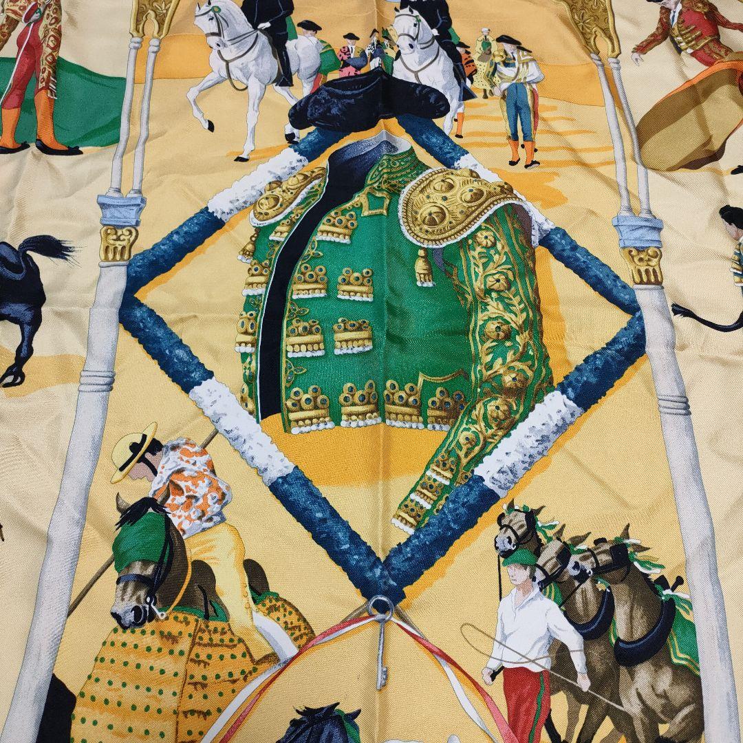HERMES カレ90 PLAZA DE TOROS 闘牛場エルメス オレンジ