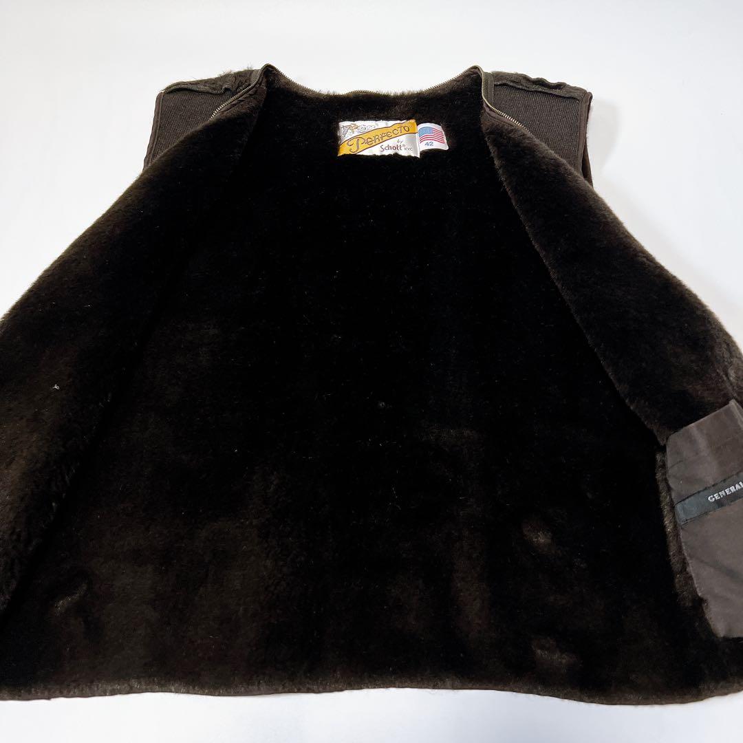 Schott シングルライダース ボアライナー コットン ブラウン系 42