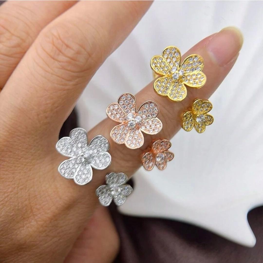 ⭐︎フラワーリング18金か24金 重いです ダイヤモンド サイズフリー♡17