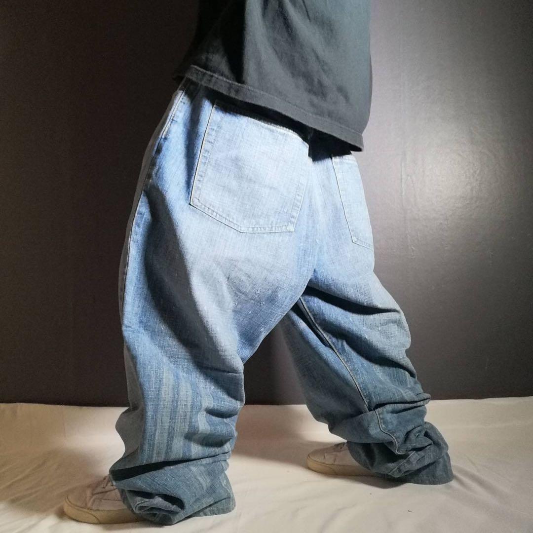 ショーンジョン バギー デニムパンツ ダメージ加工 ライトブルー W38 B系