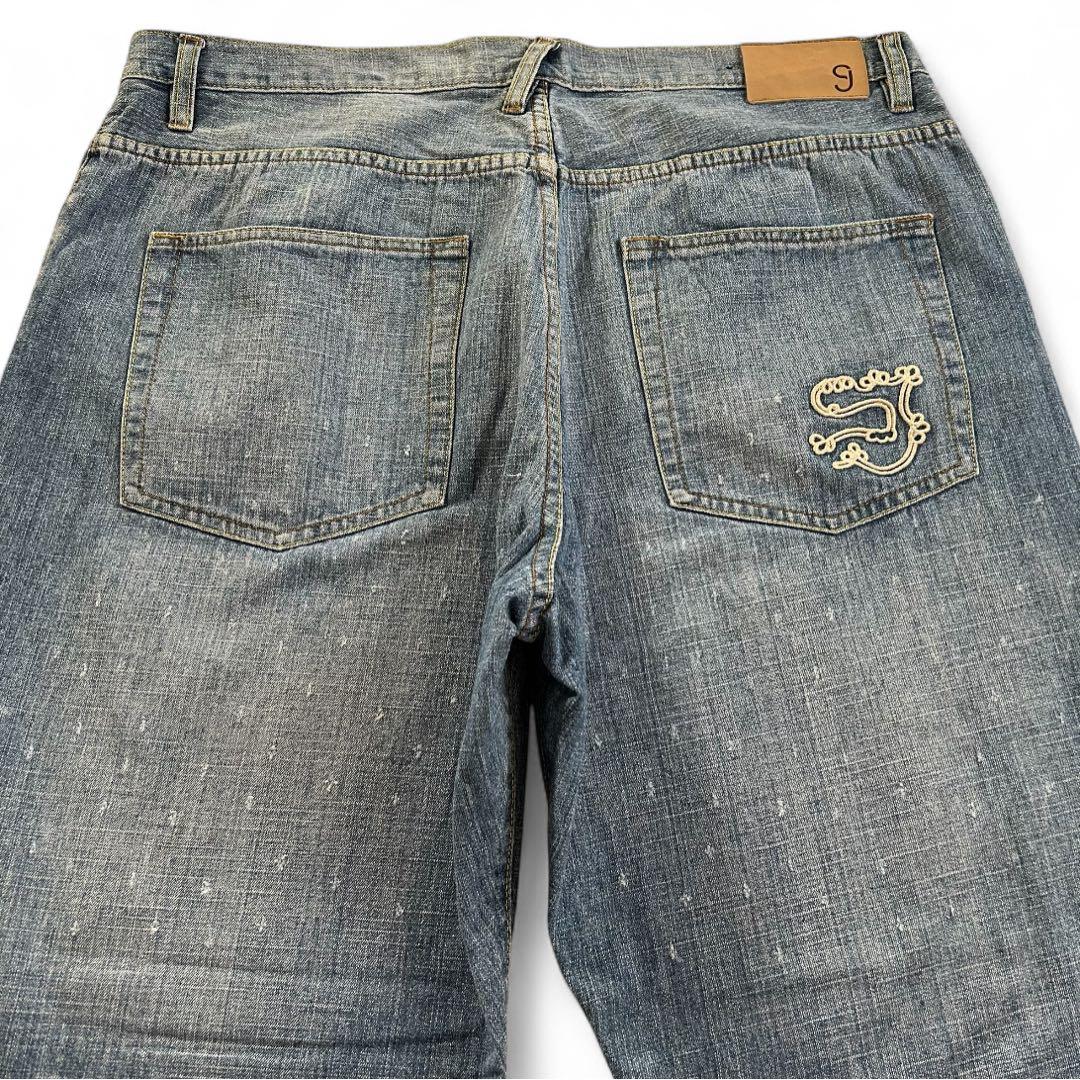 ショーンジョン バギー デニムパンツ ダメージ加工 ライトブルー W38 B系