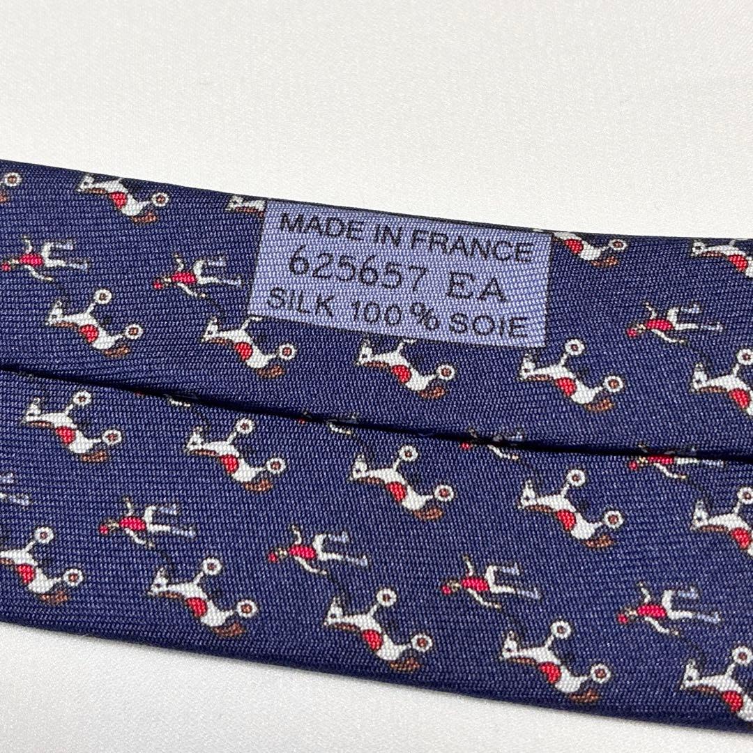 ◆ HERMES エルメス ネクタイ 極上美品 ジョッキー 馬 人 薄いパープル