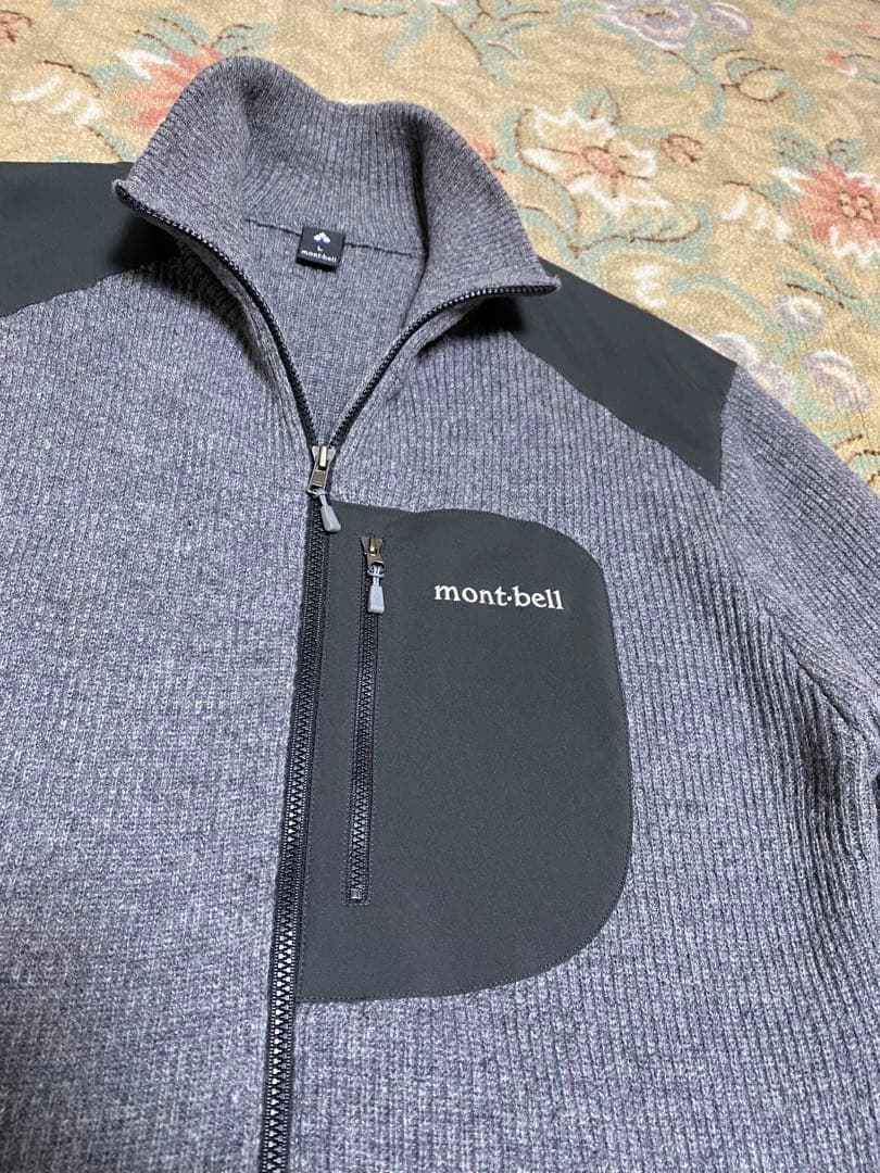 mont-bell ミッテルレギ　ジップアップセーター グレー毛100% L