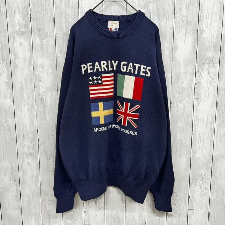 PEARLY GATES パーリーゲイツ メンズ ニット ネイビー 国旗柄