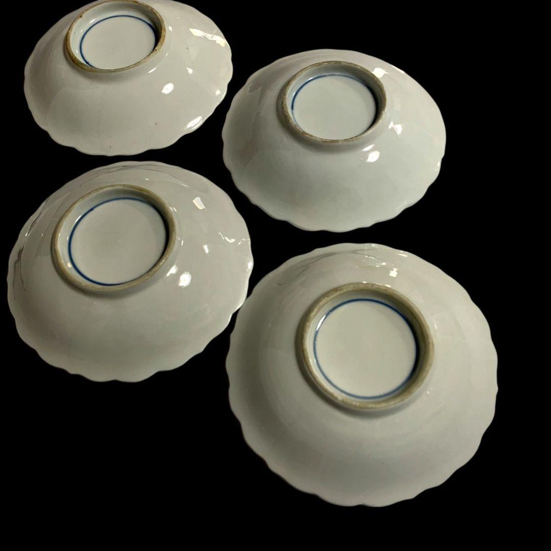 古伊万里 陽刻 染付 麒麟文 白磁 小皿 5客 向付 和食器 約12.3cm