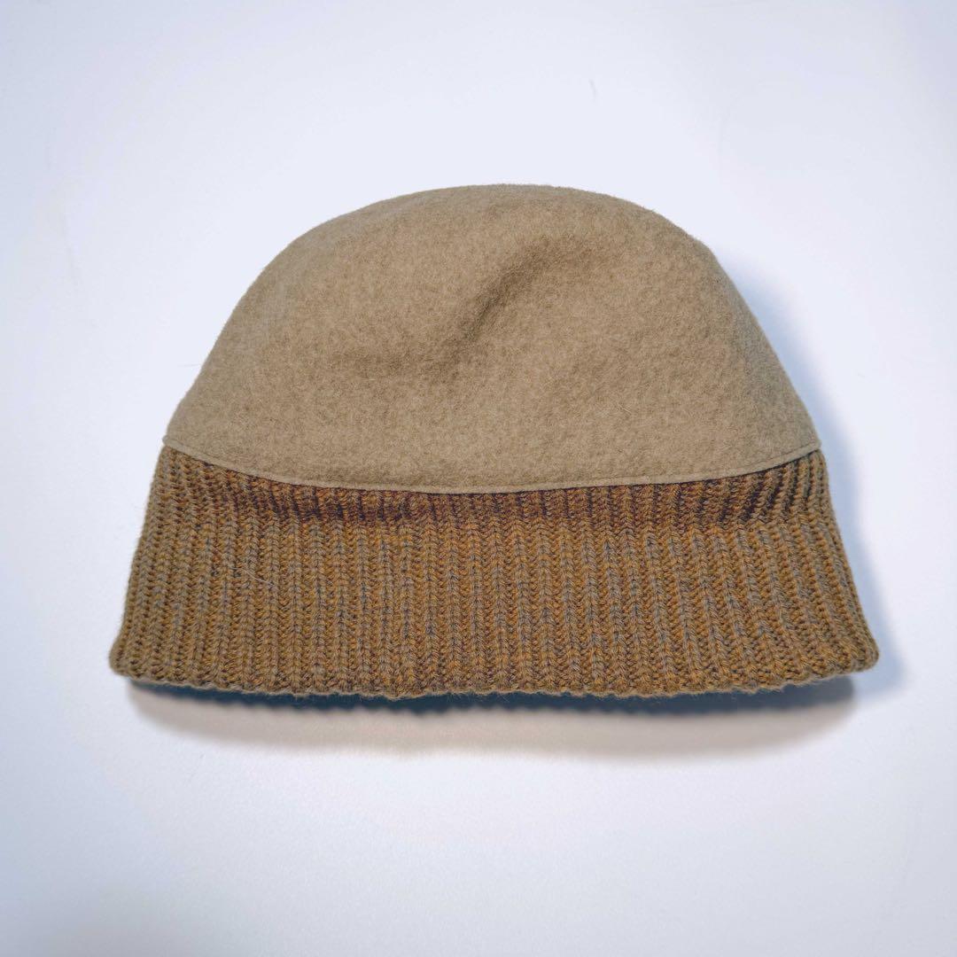 【美品】chisaki チサキ ウールキャップ ニット帽 フェルト カーキ 1