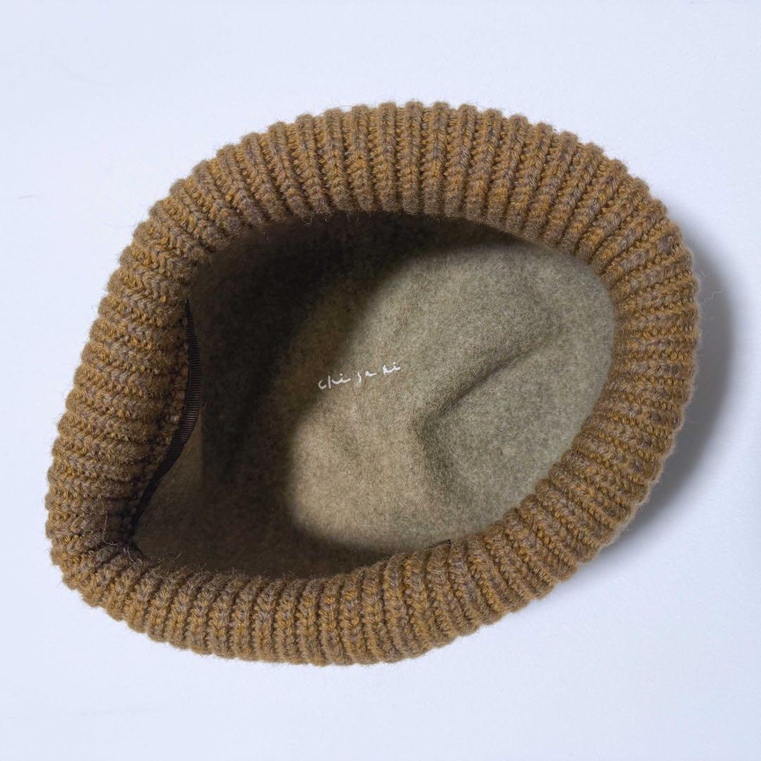 【美品】chisaki チサキ ウールキャップ ニット帽 フェルト カーキ 1