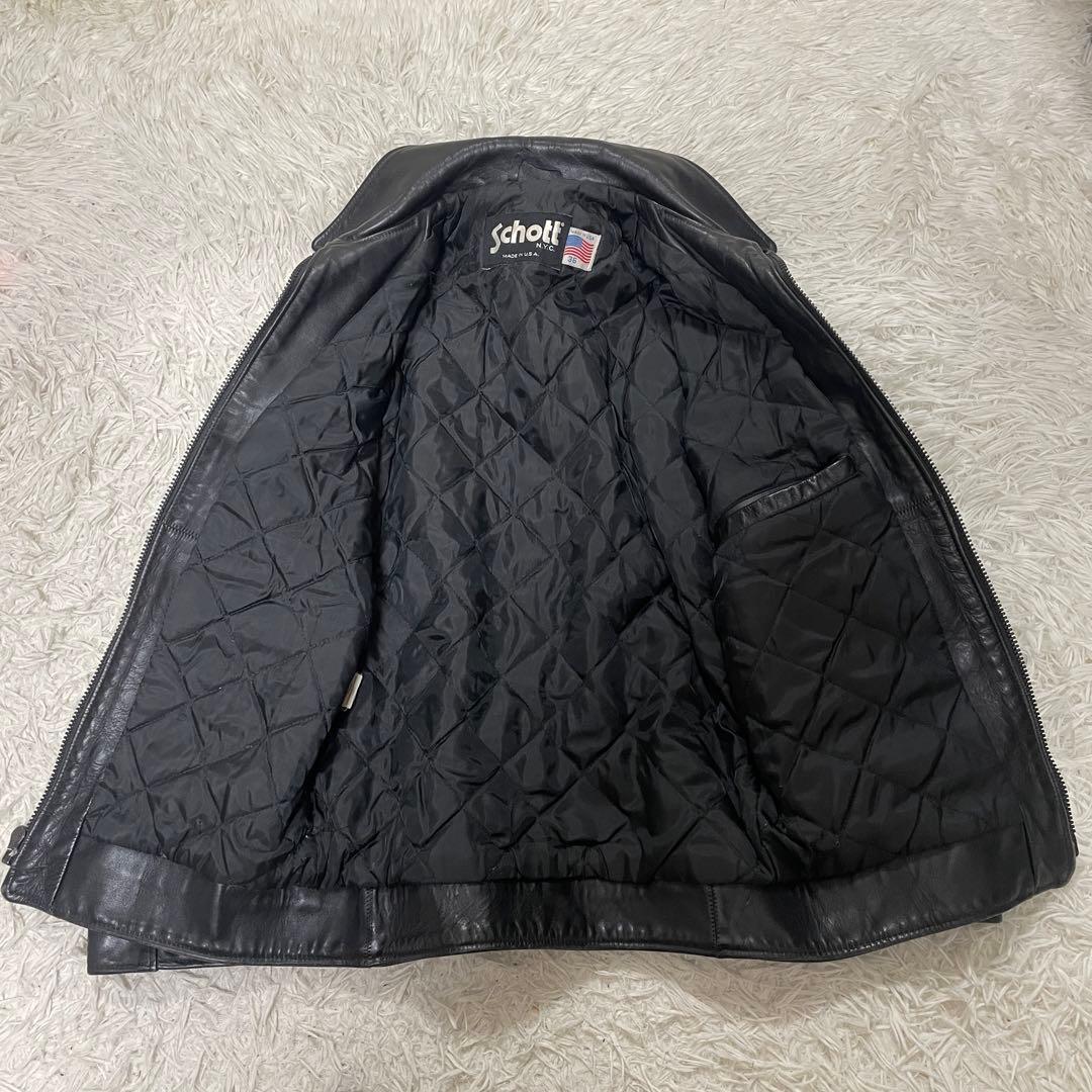 希少schott ショット　ポリスマンジャケット　36カウレザー　M相当　黒
