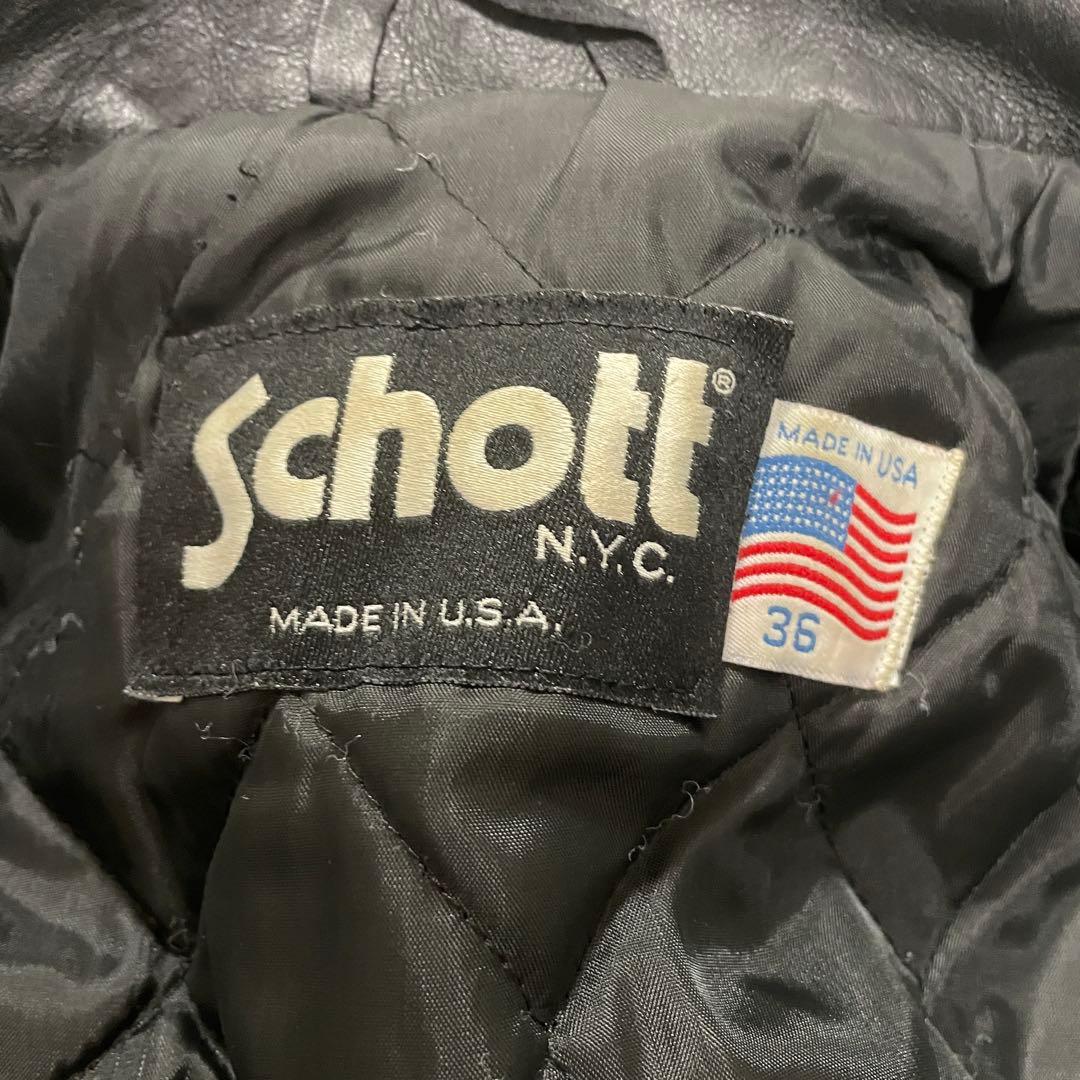 希少schott ショット　ポリスマンジャケット　36カウレザー　M相当　黒
